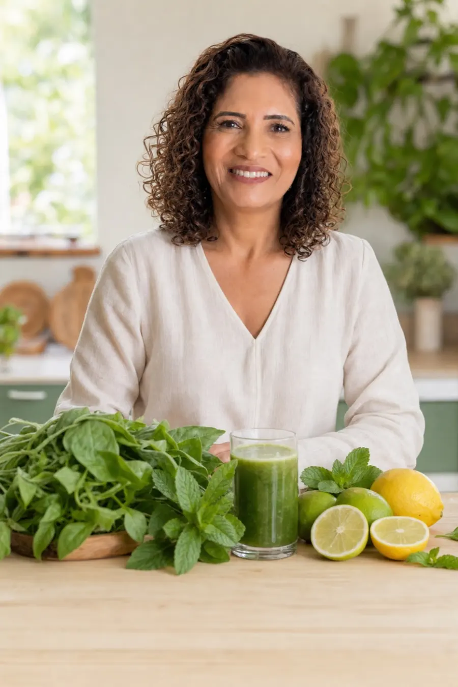 Cena de estilo de vida natural: chás, plantas e alimentos frescos